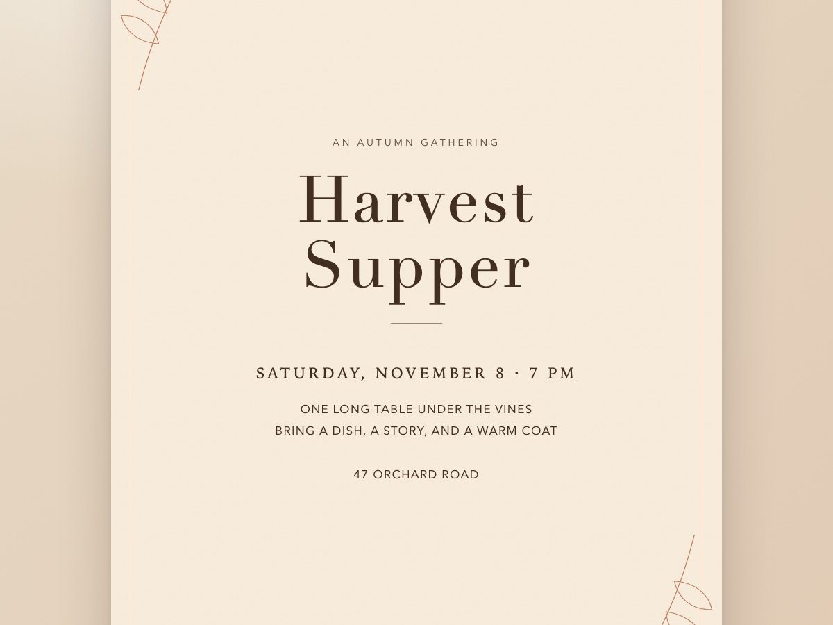 Autumn gathering dinner invitation